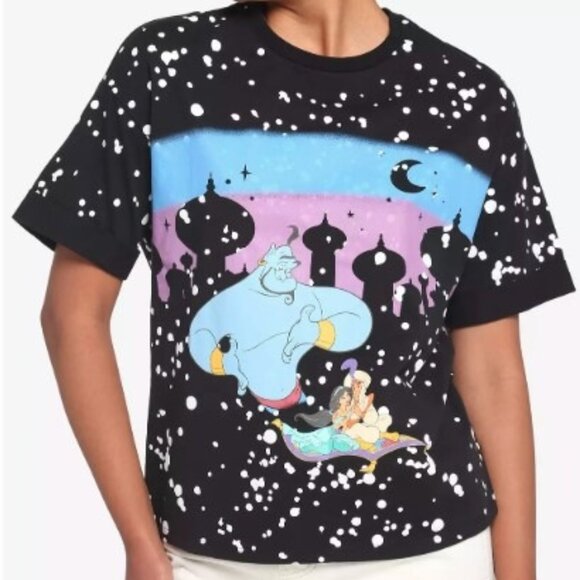 Her Universe Disney Aladdin Carpet Night Sky Boyfriend Fit Girls T-Shirt NWT SM - Picture 1 of 2